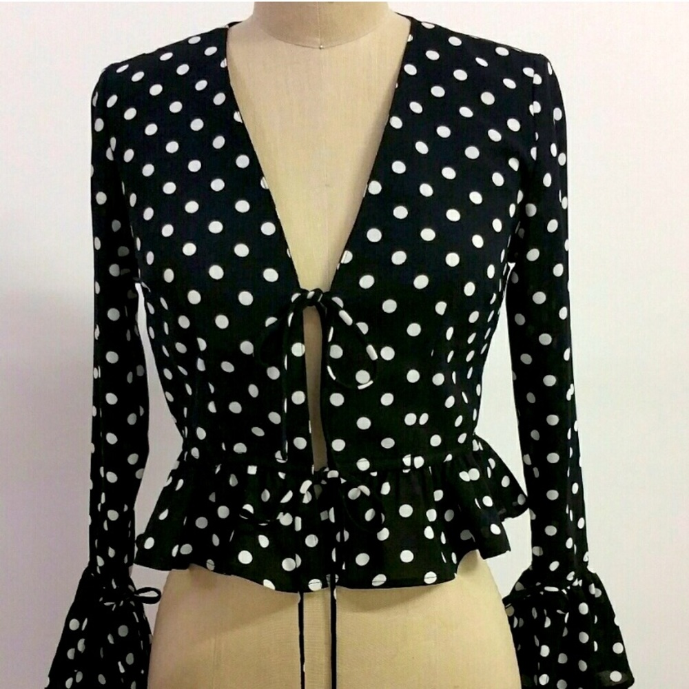 Polka dot long sleeve top